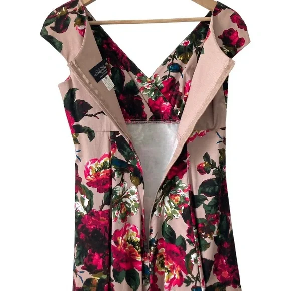 Retrospec'd Australian Vintage 50s Pin Up Red Green Floral Dress UK 8 Wedding - Picture 8 of 10